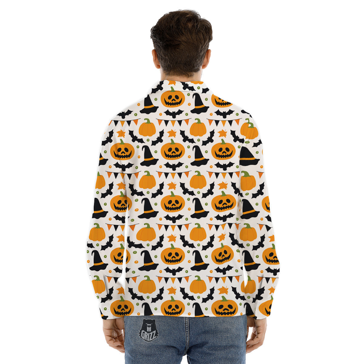 Witch Hat Halloween Print Pattern Men's Dress Shirts-grizzshop