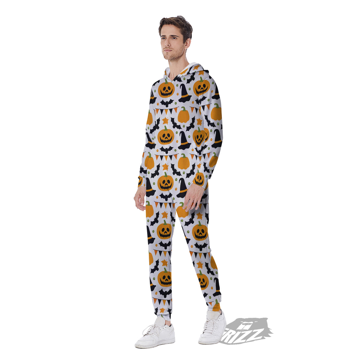 Witch Hat Halloween Print Pattern Men's Jumpsuit-grizzshop