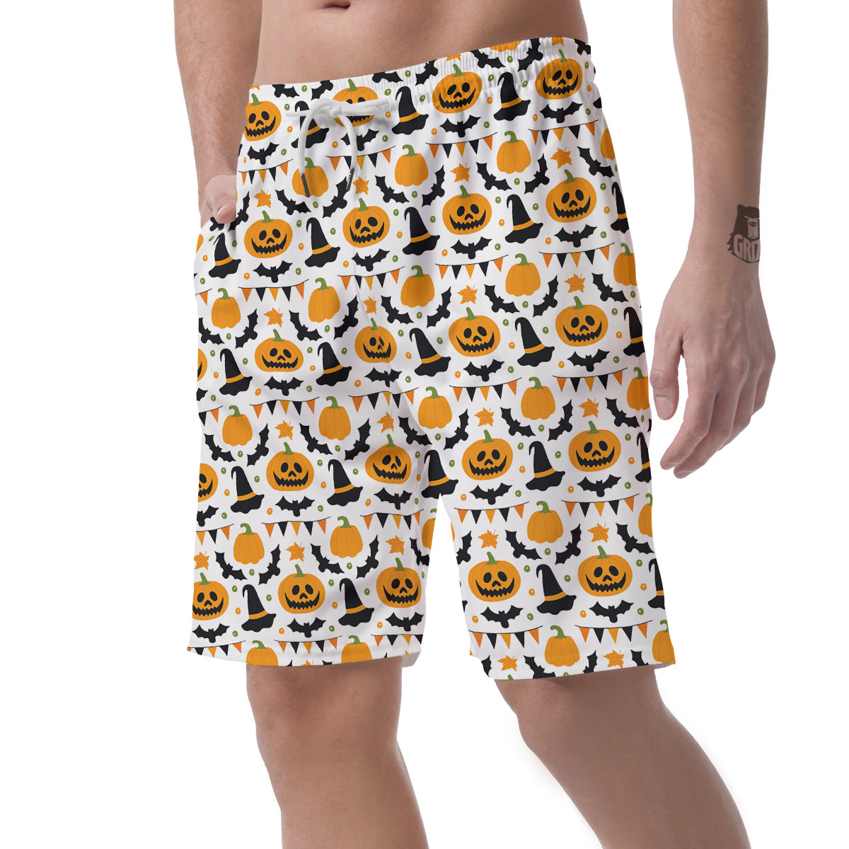 Witch Hat Halloween Print Pattern Men's Shorts-grizzshop