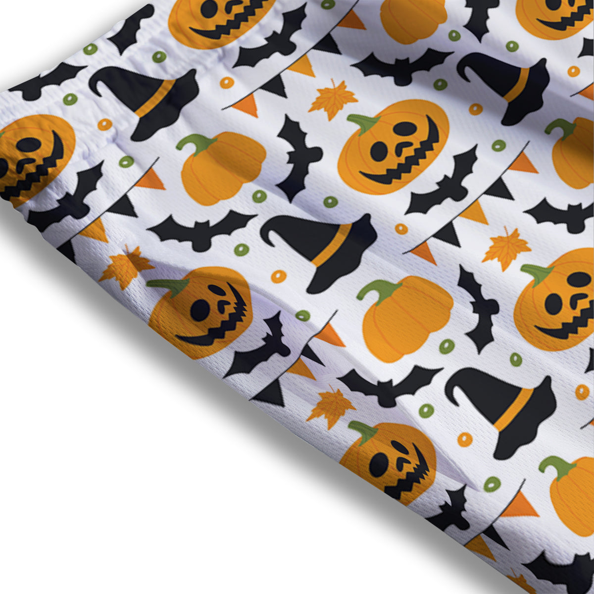 Witch Hat Halloween Print Pattern Mesh Shorts
