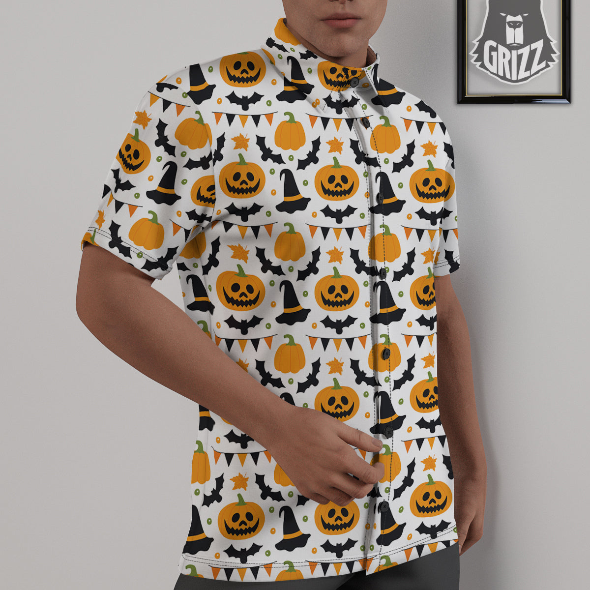 Witch Hat Halloween Print Pattern Untucked Shirts-grizzshop