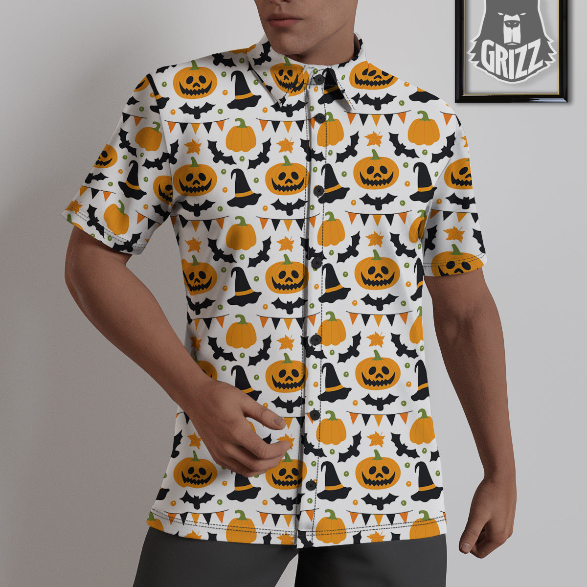 Witch Hat Halloween Print Pattern Untucked Shirts-grizzshop