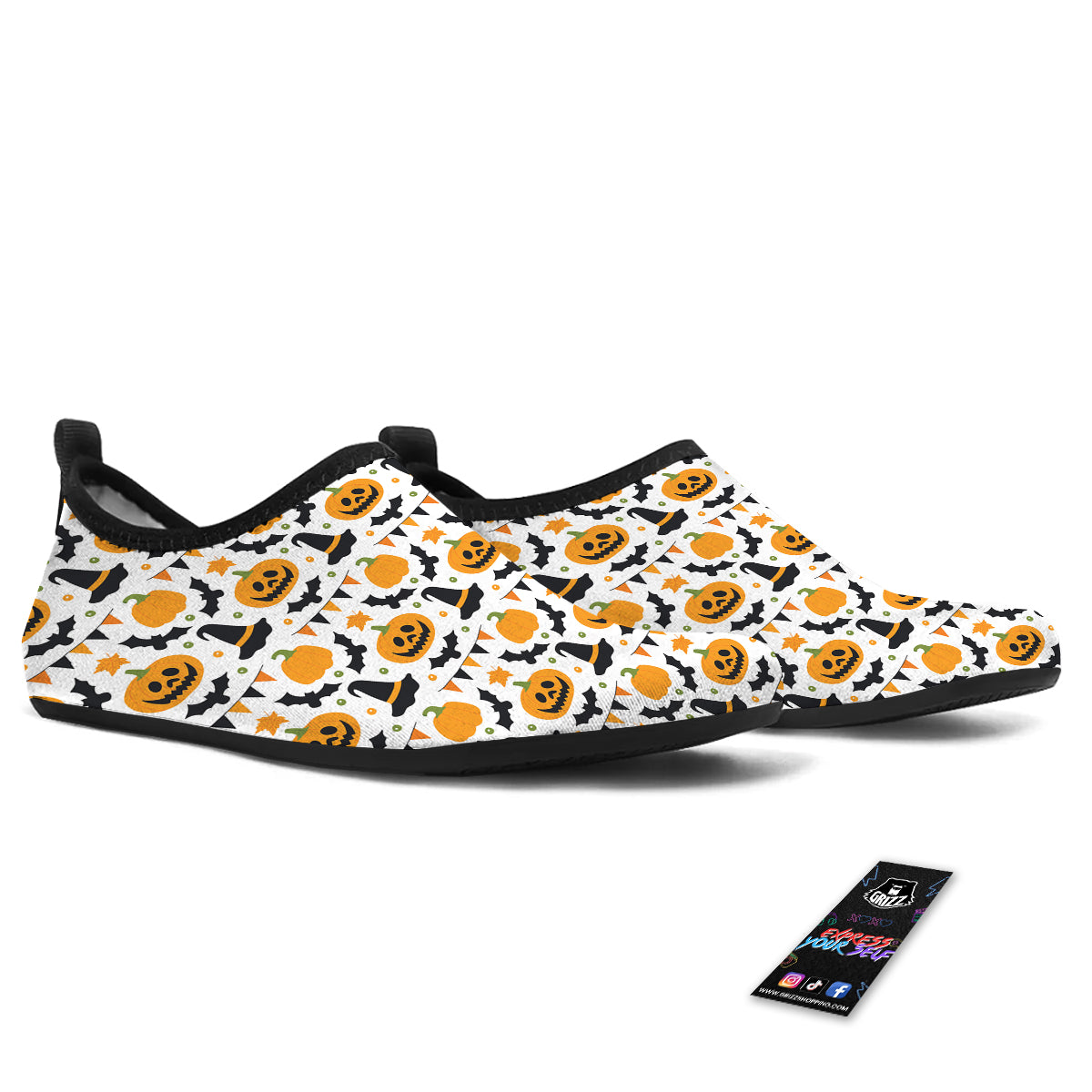 Witch Hat Halloween Print Pattern Water Shoes-grizzshop
