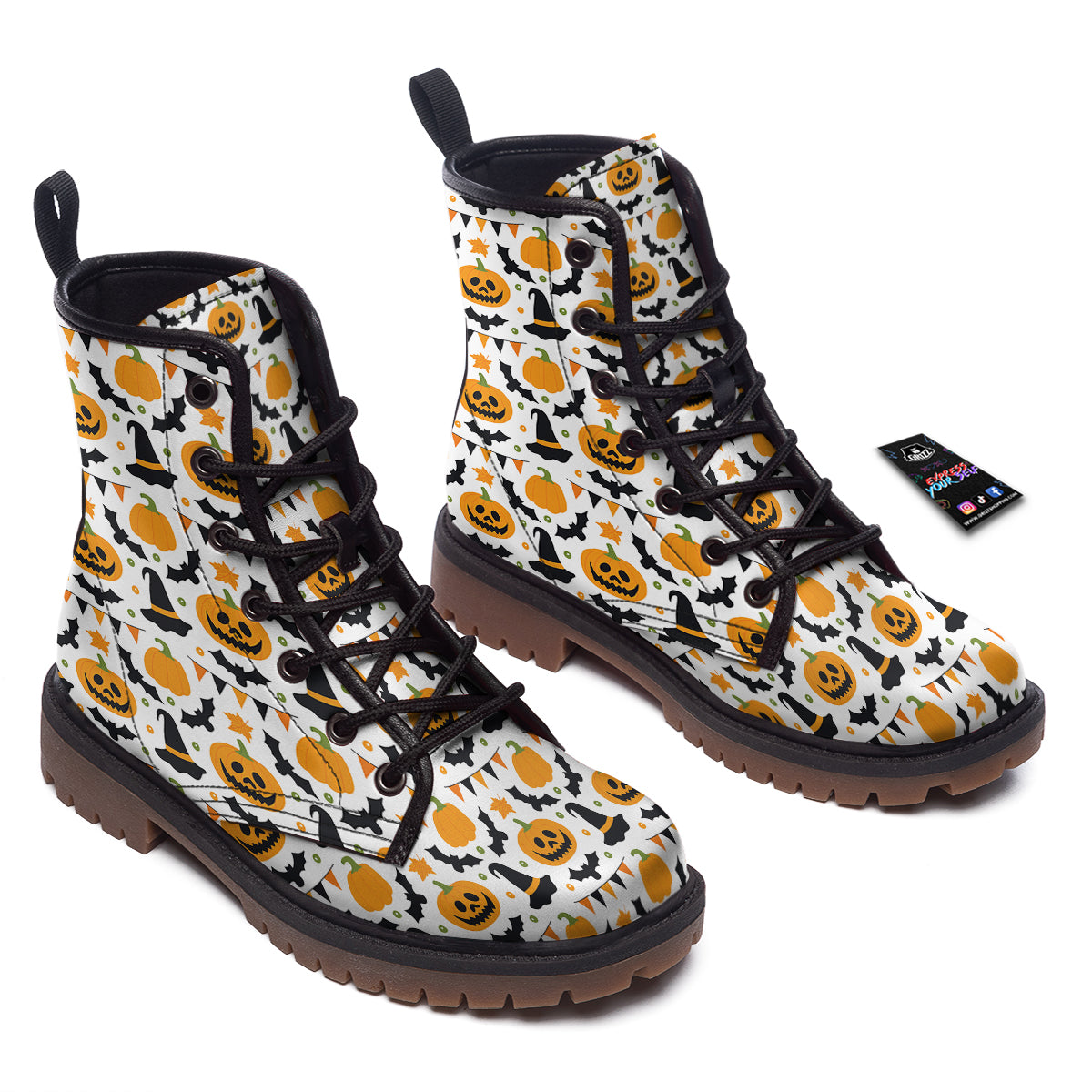 Witch Hat Halloween Print Pattern Work Boots-grizzshop