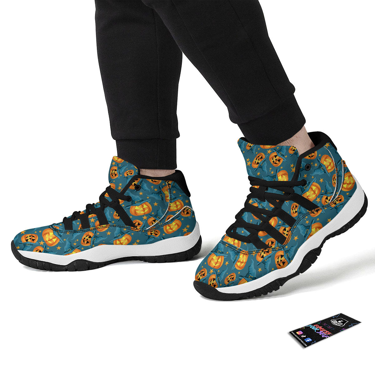Witch Hat Pumpkin Print Pattern Black Bball Shoes-grizzshop
