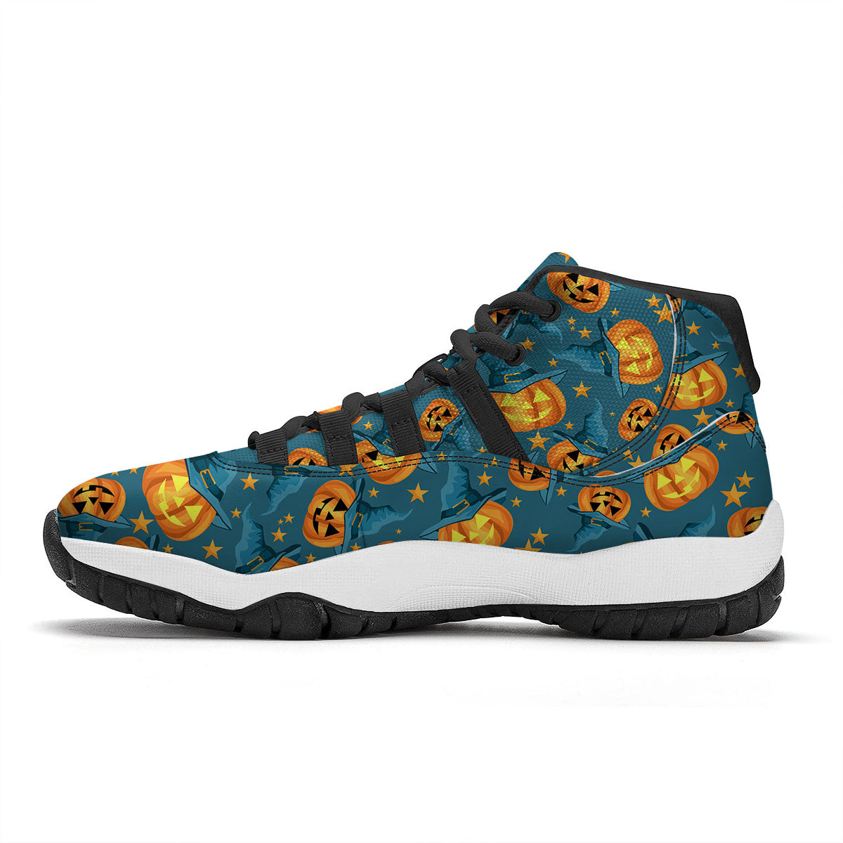 Witch Hat Pumpkin Print Pattern Black Bball Shoes-grizzshop