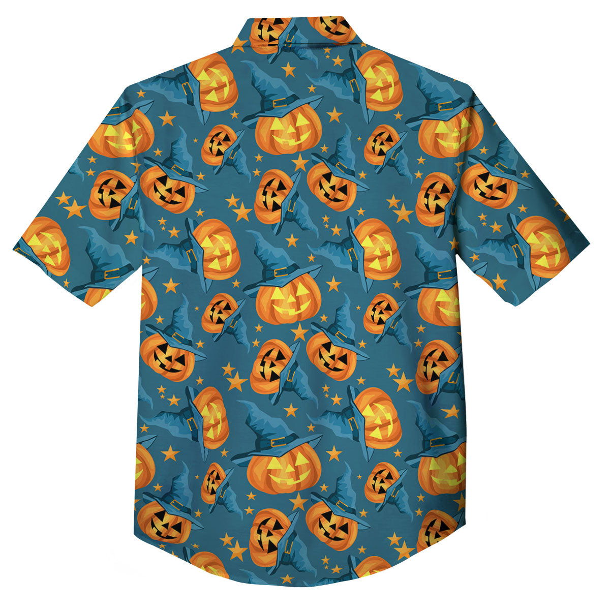 Witch Hat Pumpkin Print Pattern Button Up Shirt-grizzshop