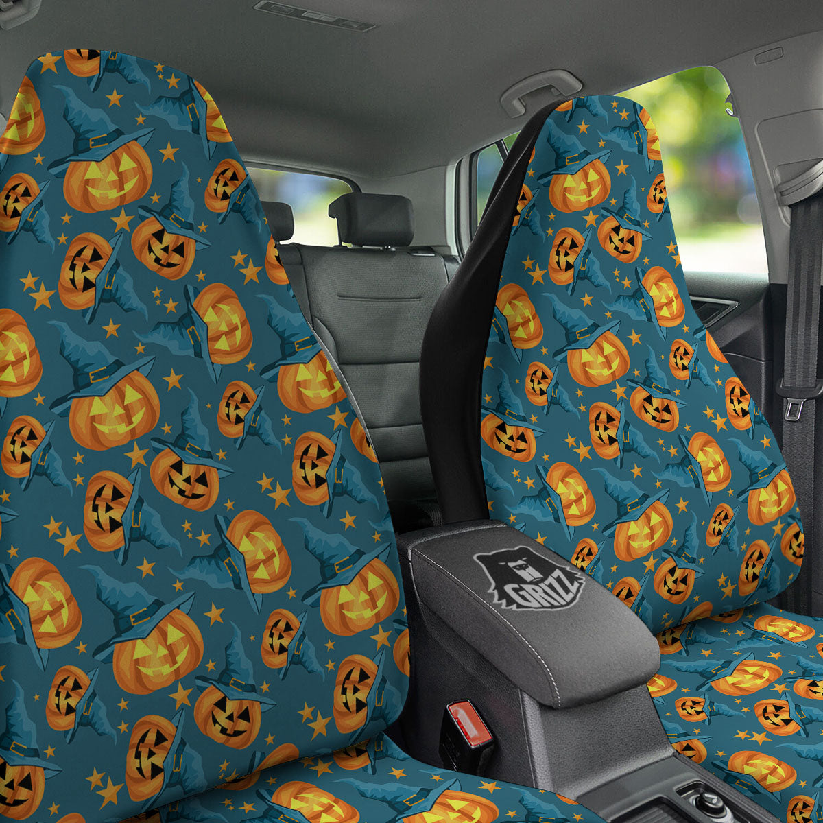 Witch Hat Pumpkin Print Pattern Car Seat Covers-grizzshop