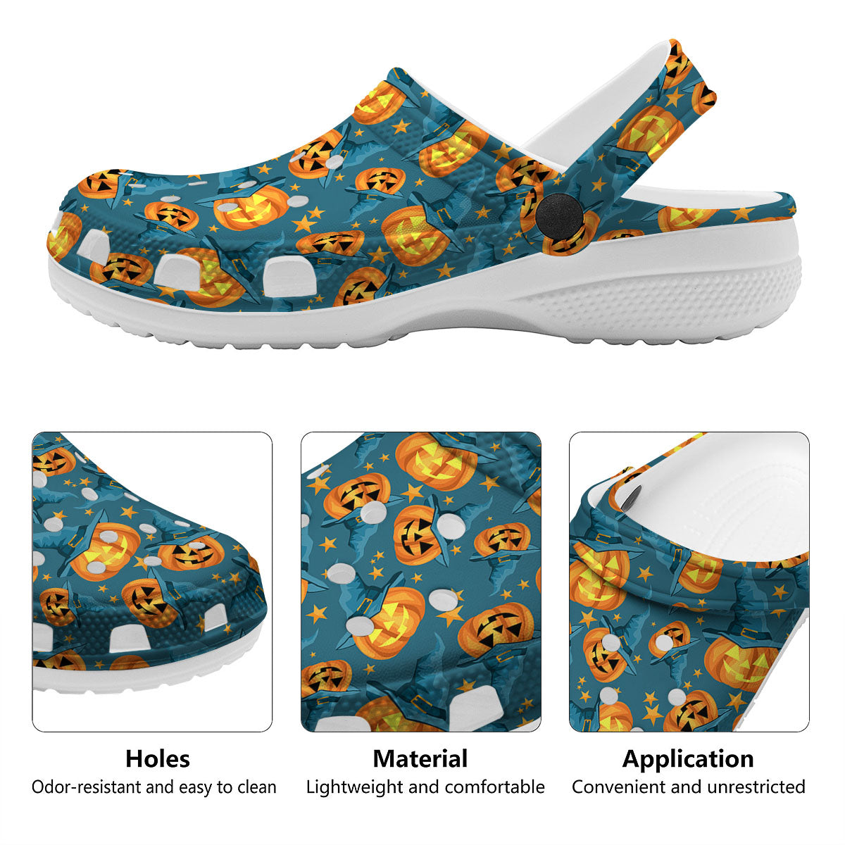 Witch Hat Pumpkin Print Pattern Clog-grizzshop