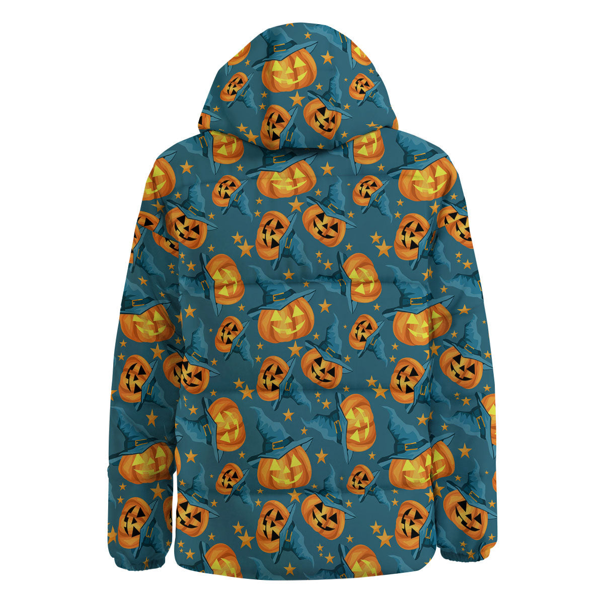 Witch Hat Pumpkin Print Pattern Down Jacket-grizzshop