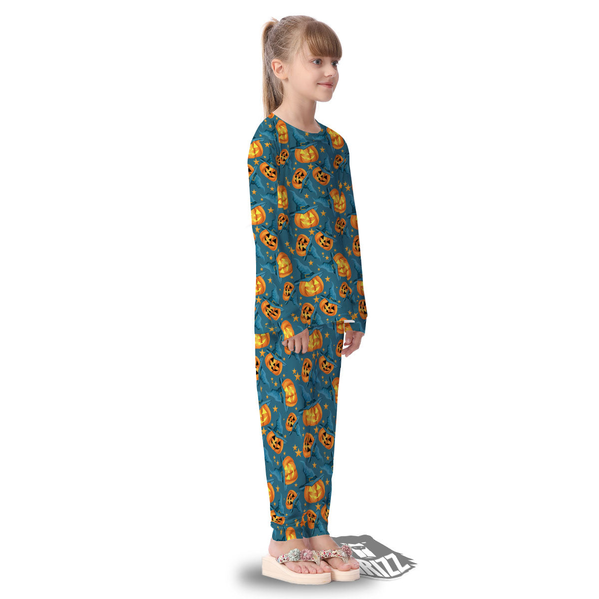 Witch Hat Pumpkin Print Pattern Kid's Pajamas-grizzshop