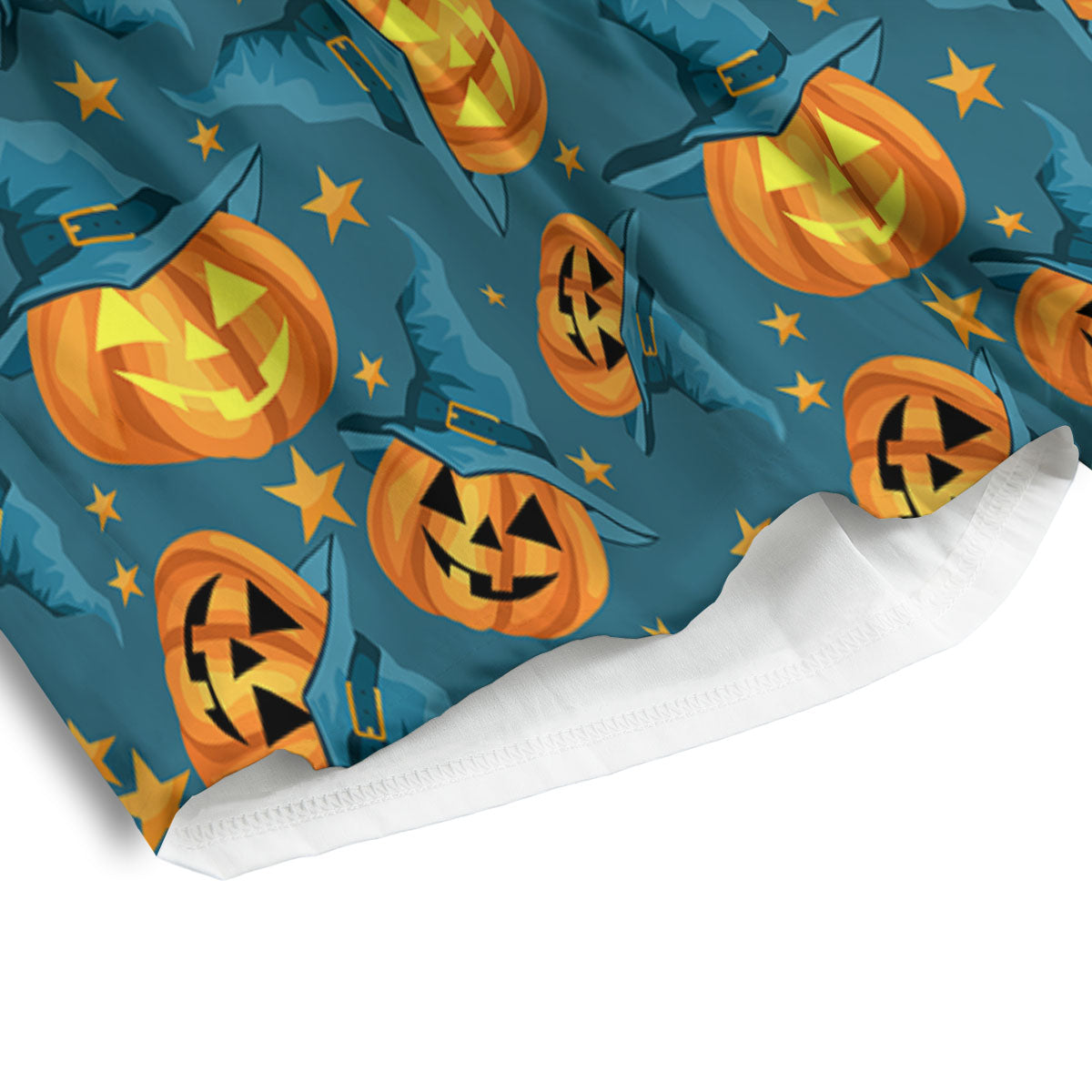 Witch Hat Pumpkin Print Pattern Men's Athletic Shorts