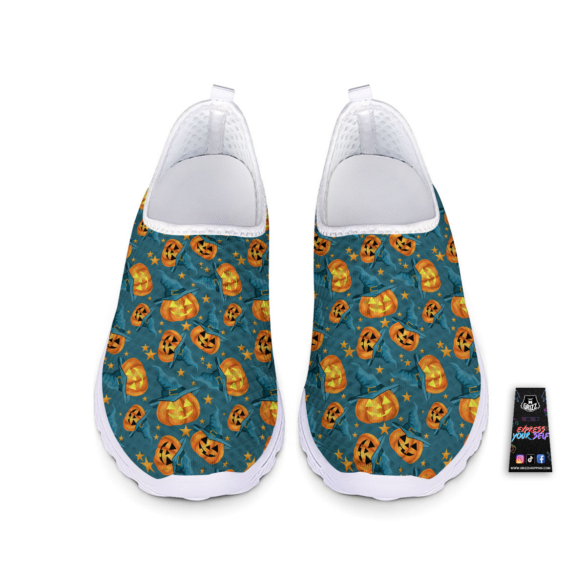 Witch Hat Pumpkin Print Pattern Nurse Shoes-grizzshop