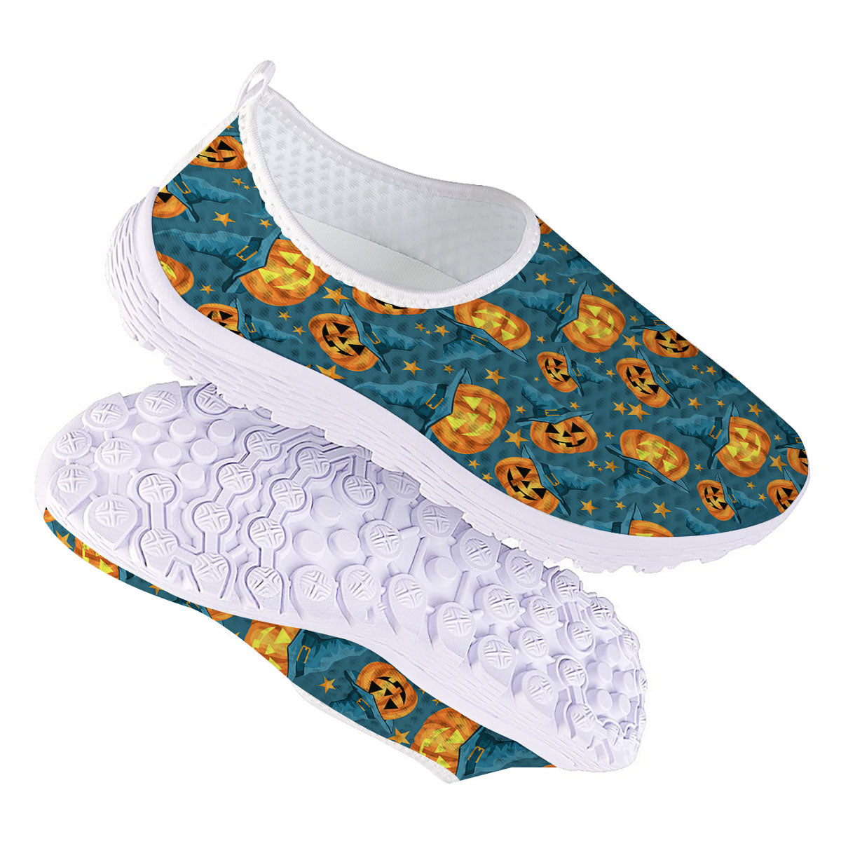Witch Hat Pumpkin Print Pattern Nurse Shoes-grizzshop