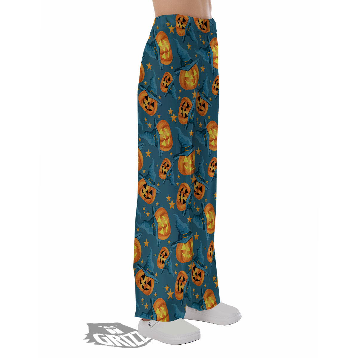 Witch Hat Pumpkin Print Pattern Pajama Pants-grizzshop