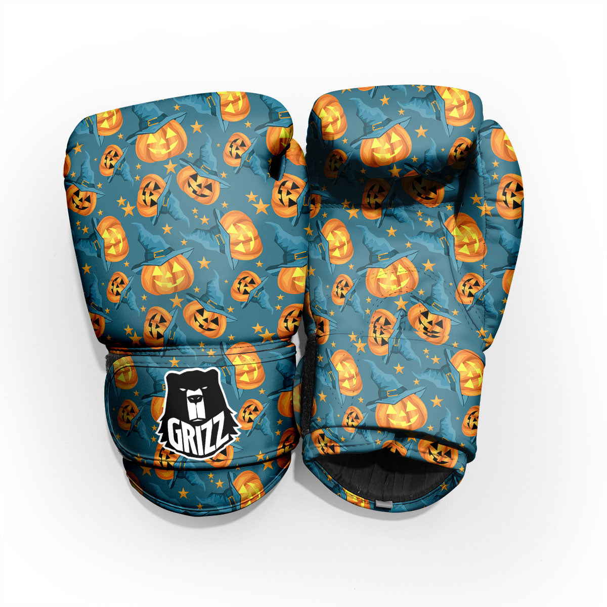 Witch Hat Pumpkin Print Pattern Sparring Gloves-grizzshop