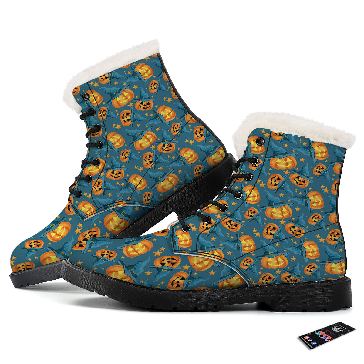 Witch Hat Pumpkin Print Pattern Winter Boots-grizzshop