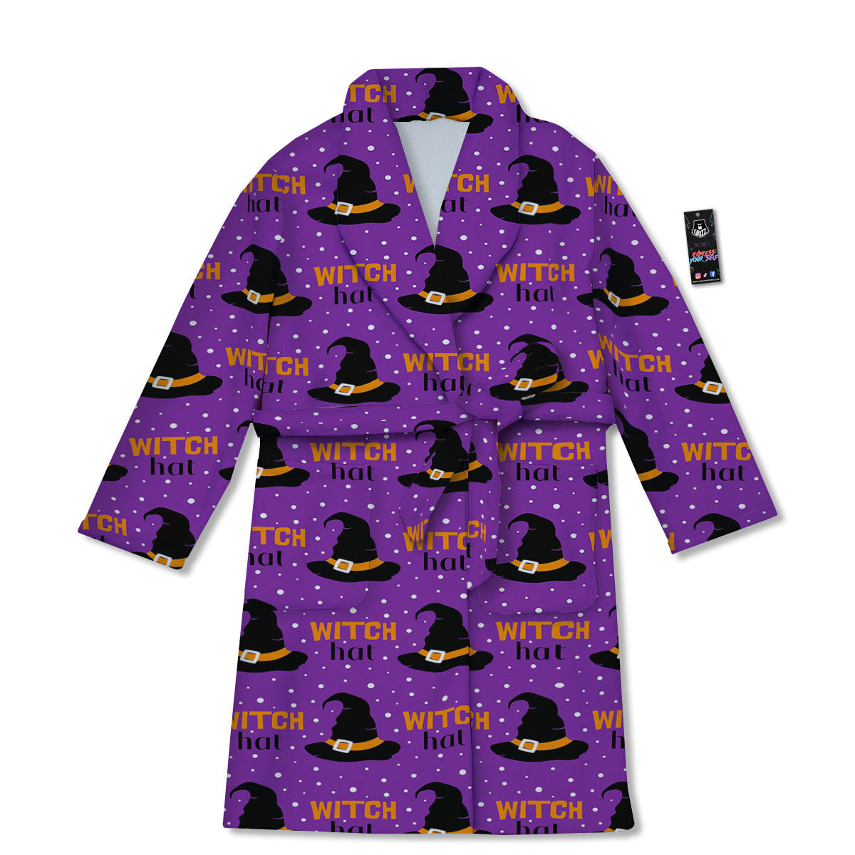 Witch Hat Purple Halloween Print Pattern Bathrobe-grizzshop