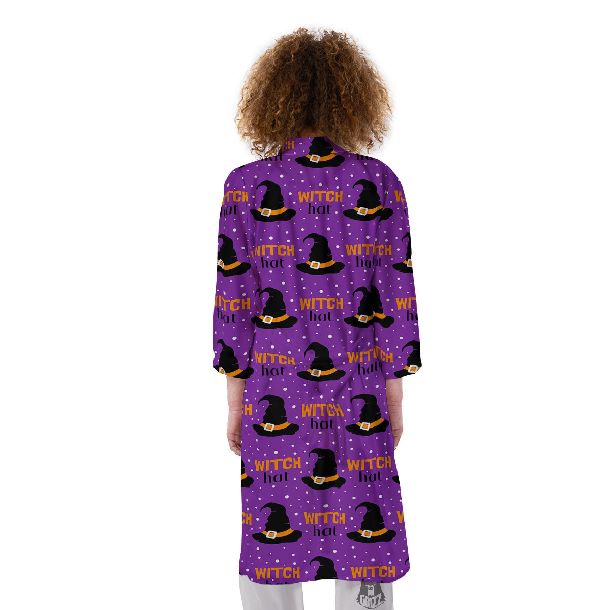 Witch Hat Purple Halloween Print Pattern Kimono-grizzshop