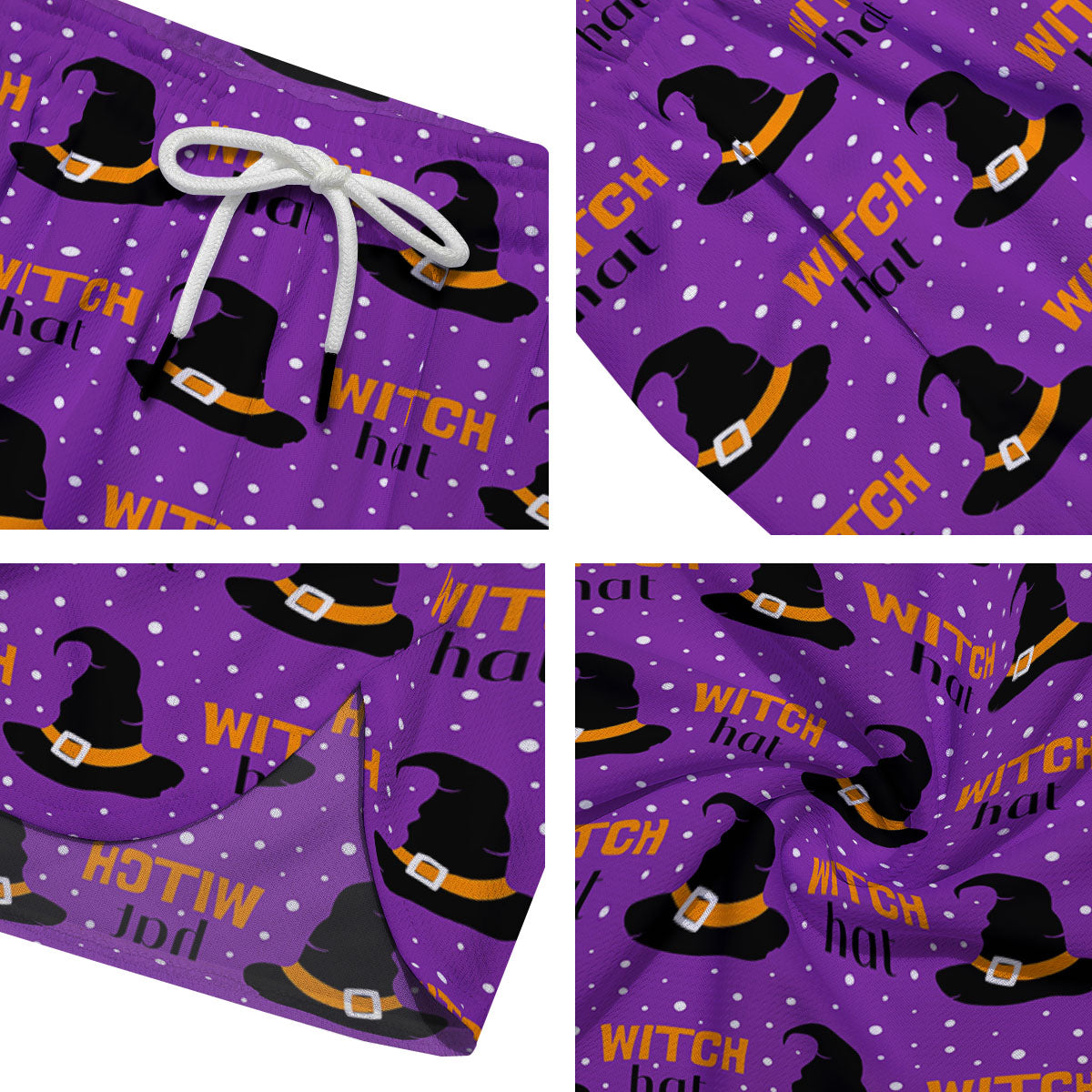 Witch Hat Purple Halloween Print Pattern Men's Running Shorts-grizzshop