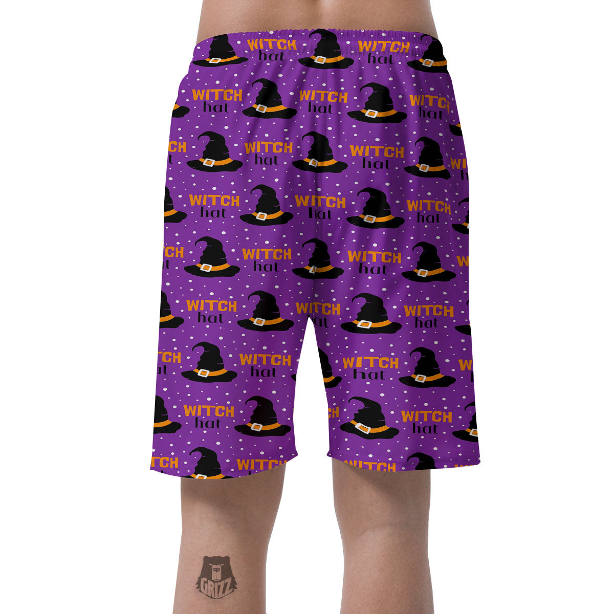 Witch Hat Purple Halloween Print Pattern Men's Shorts-grizzshop