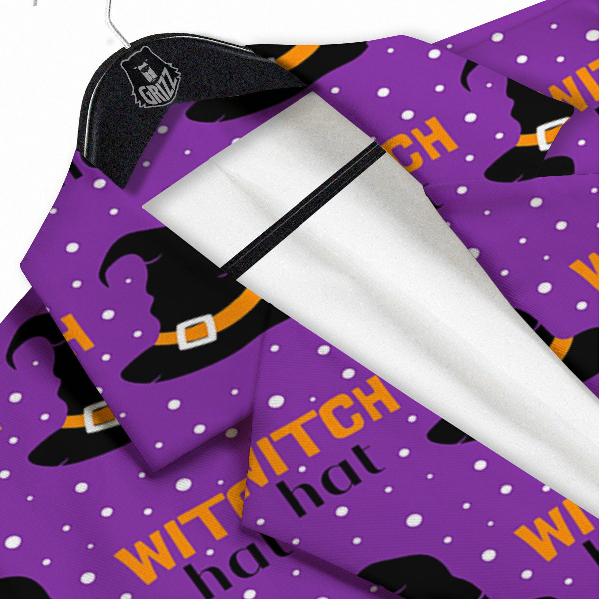 Witch Hat Purple Halloween Print Pattern Men's Sport Coat-grizzshop