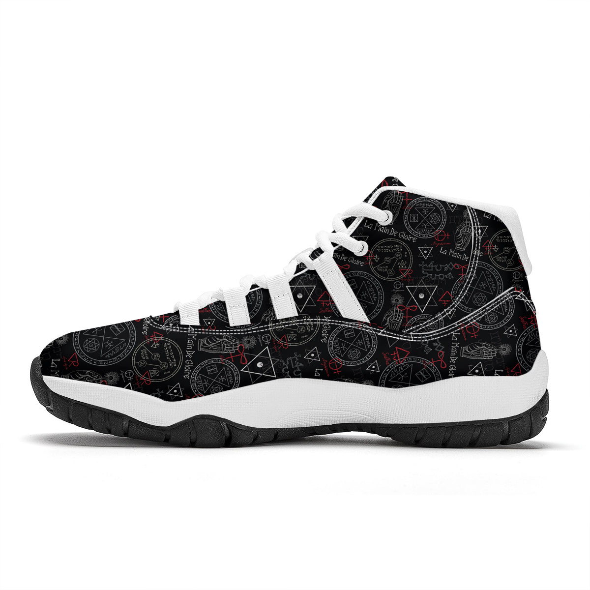 Witch Wiccan Pagan Pattern Print White Bball Shoes-grizzshop