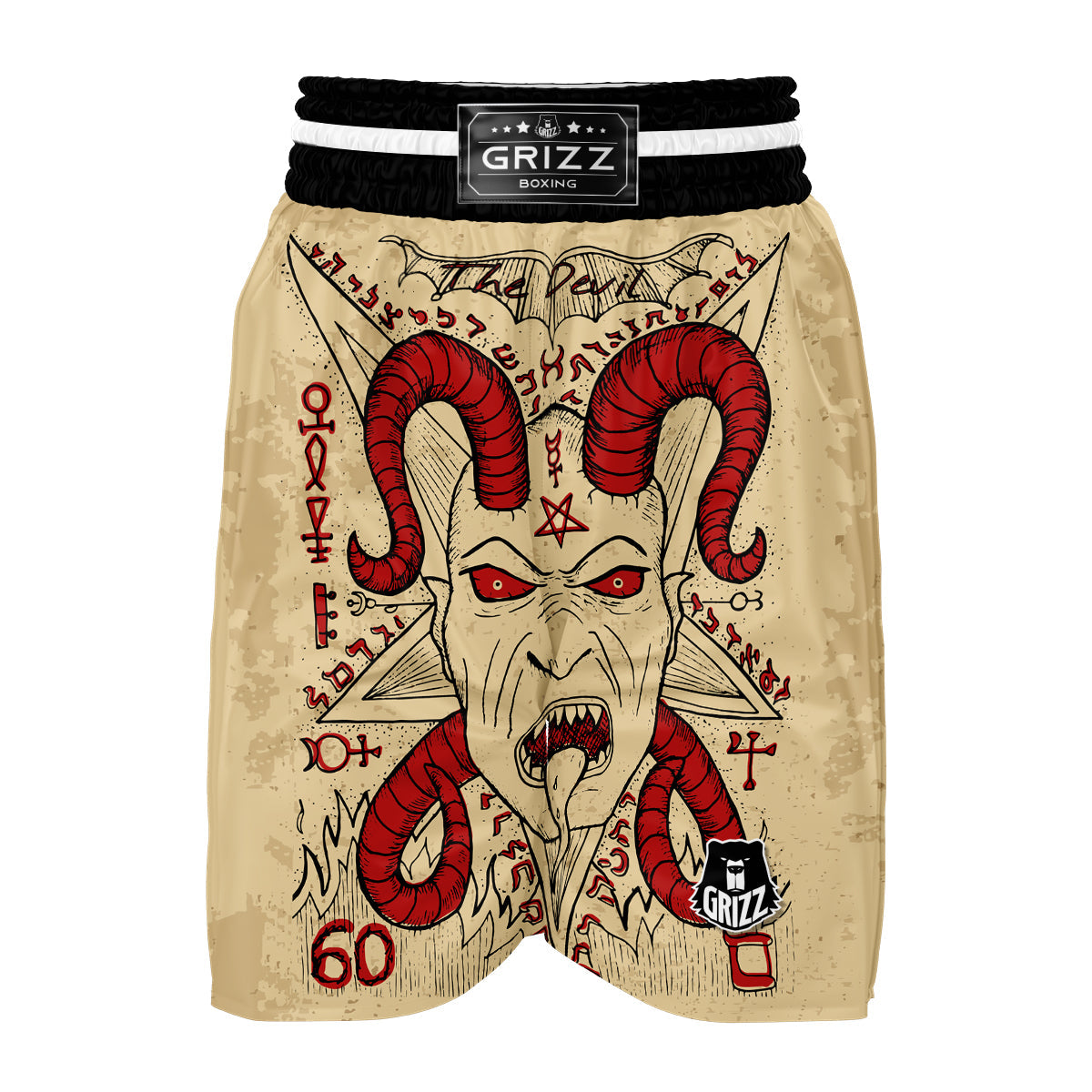 Witch Wiccan Pagan Satanic Pattern Print Boxing Shorts-grizzshop