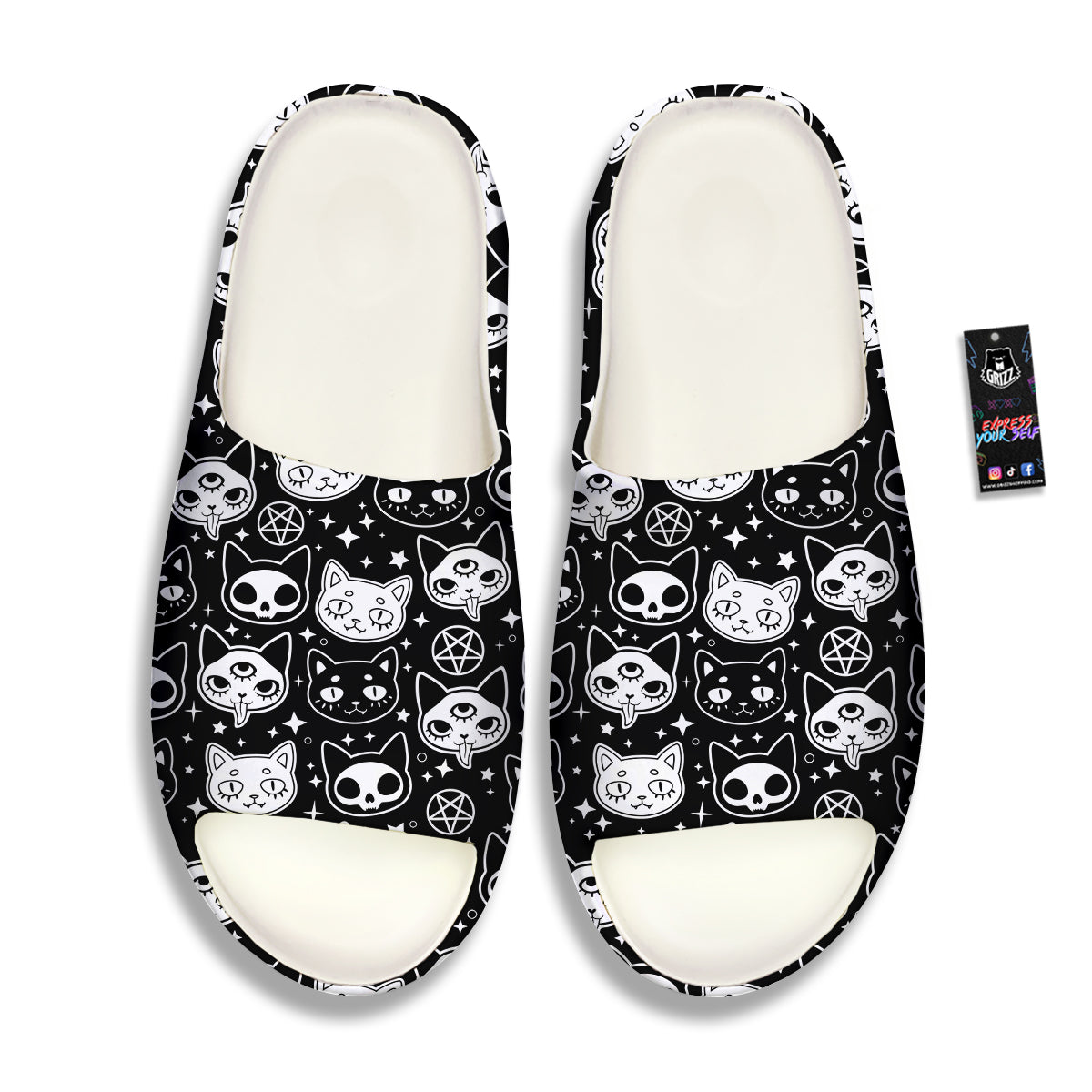 Witch And Ghost Black White Print Pattern Sandals-grizzshop