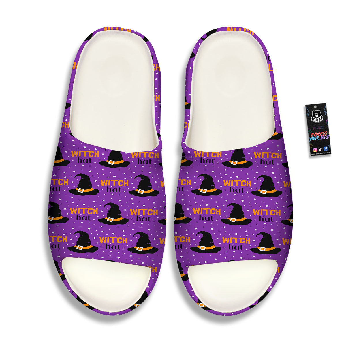 Witch Hat Purple Halloween Print Pattern Sandals-grizzshop