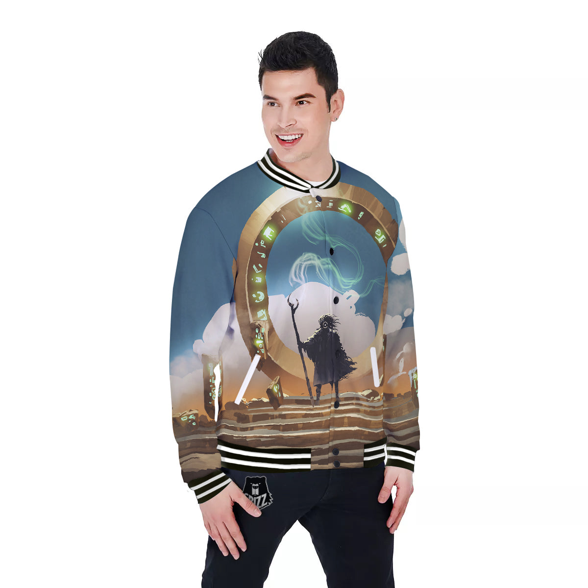 Wizard And Gate Print Baseball Jacket-grizzshop