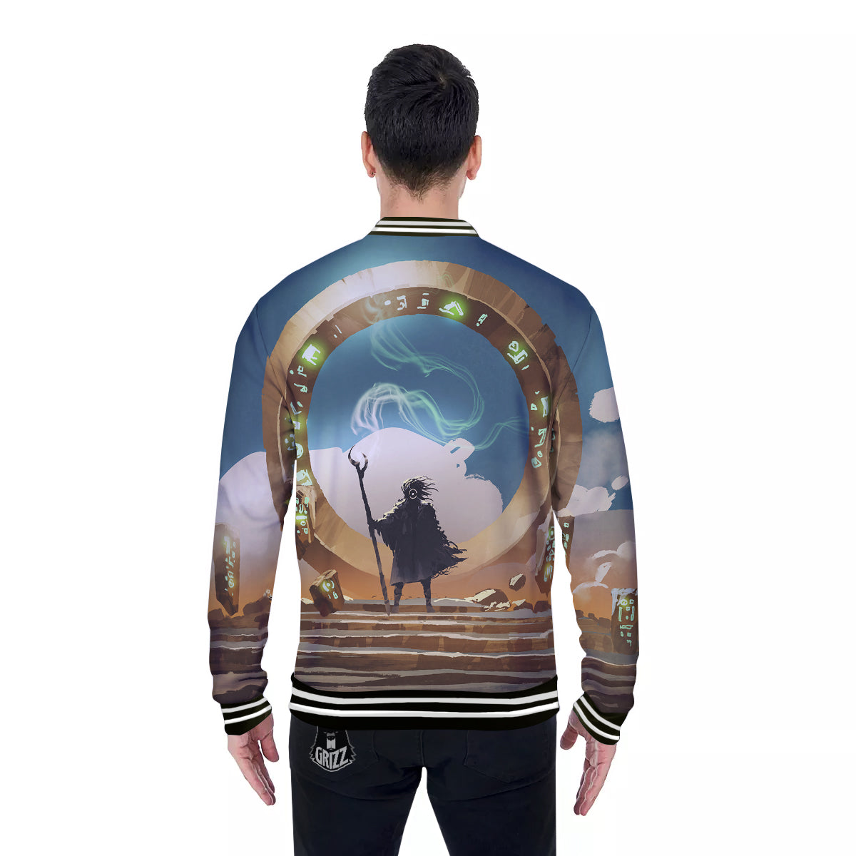 Wizard And Gate Print Baseball Jacket-grizzshop