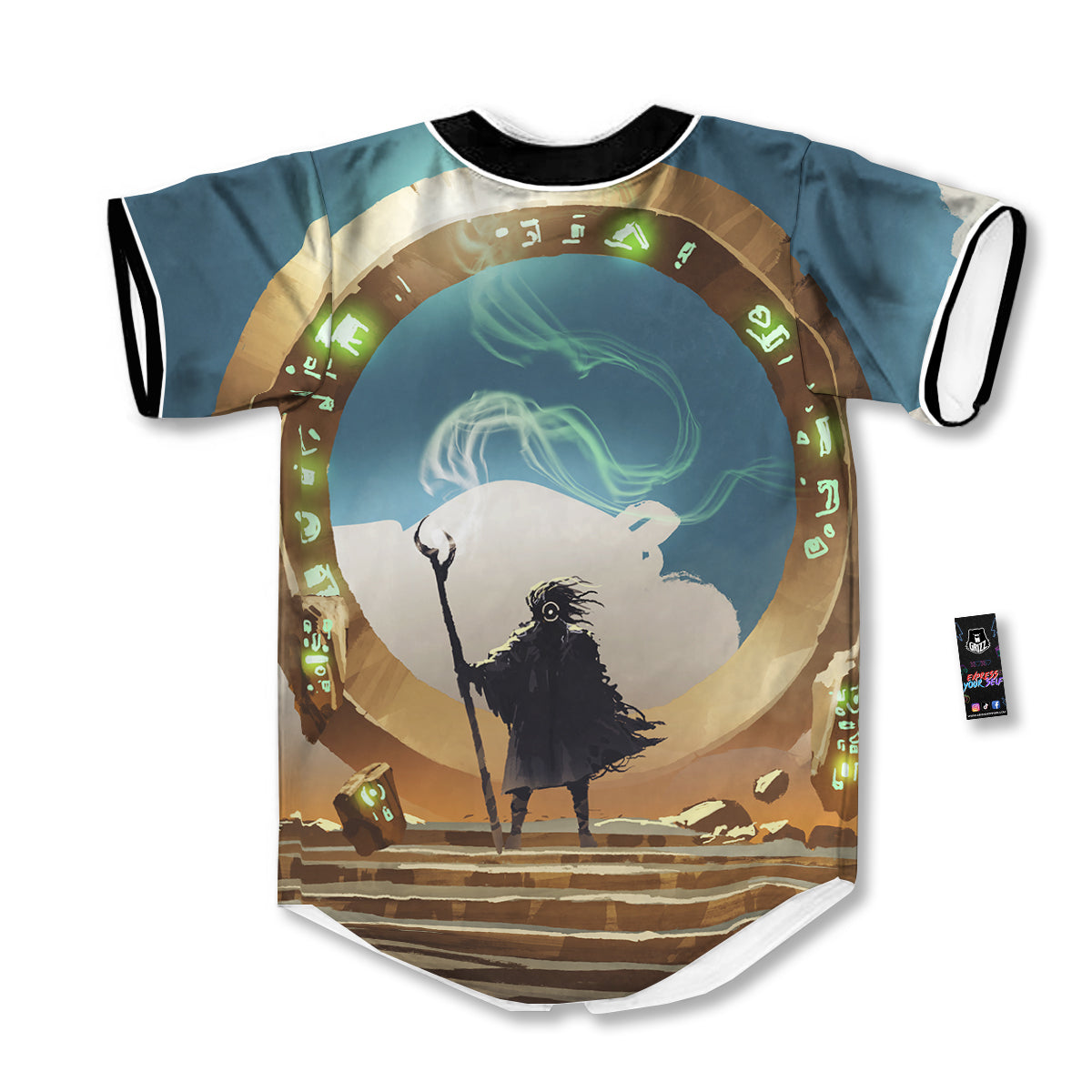 Wizard And Gate Print Baseball Jersey-grizzshop