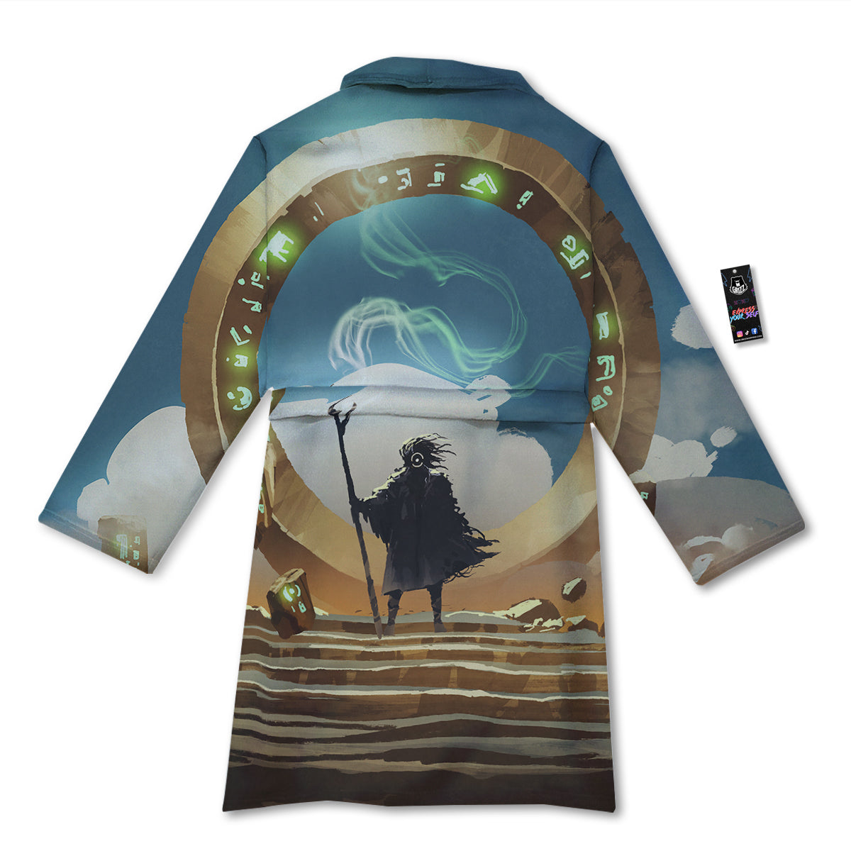 Wizard And Gate Print Bathrobe-grizzshop