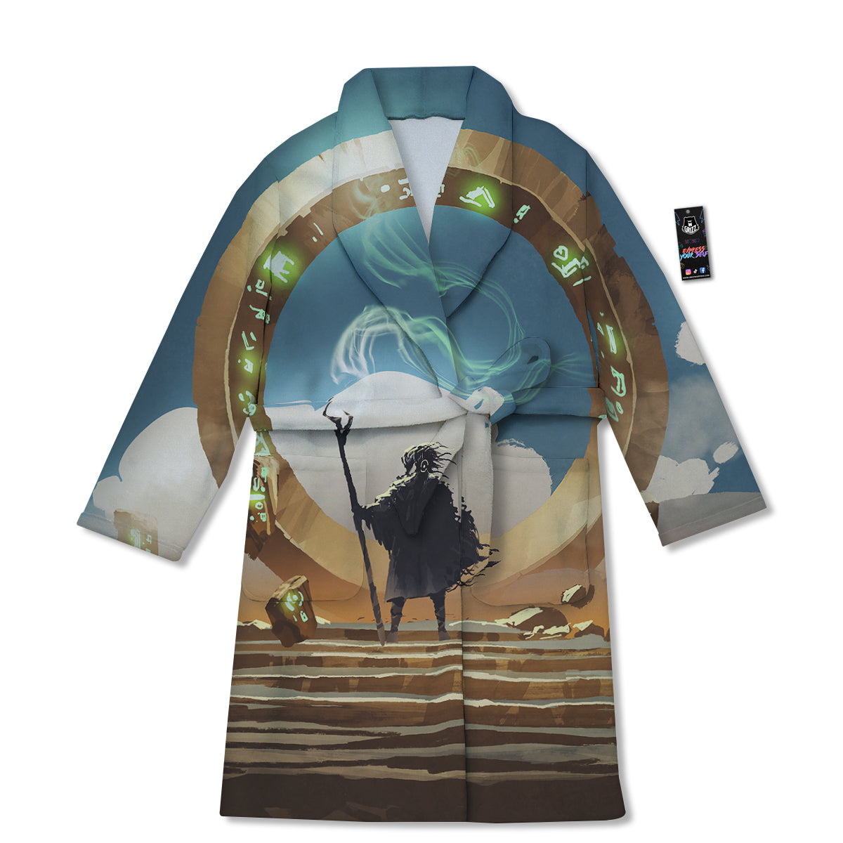 Wizard And Gate Print Bathrobe-grizzshop