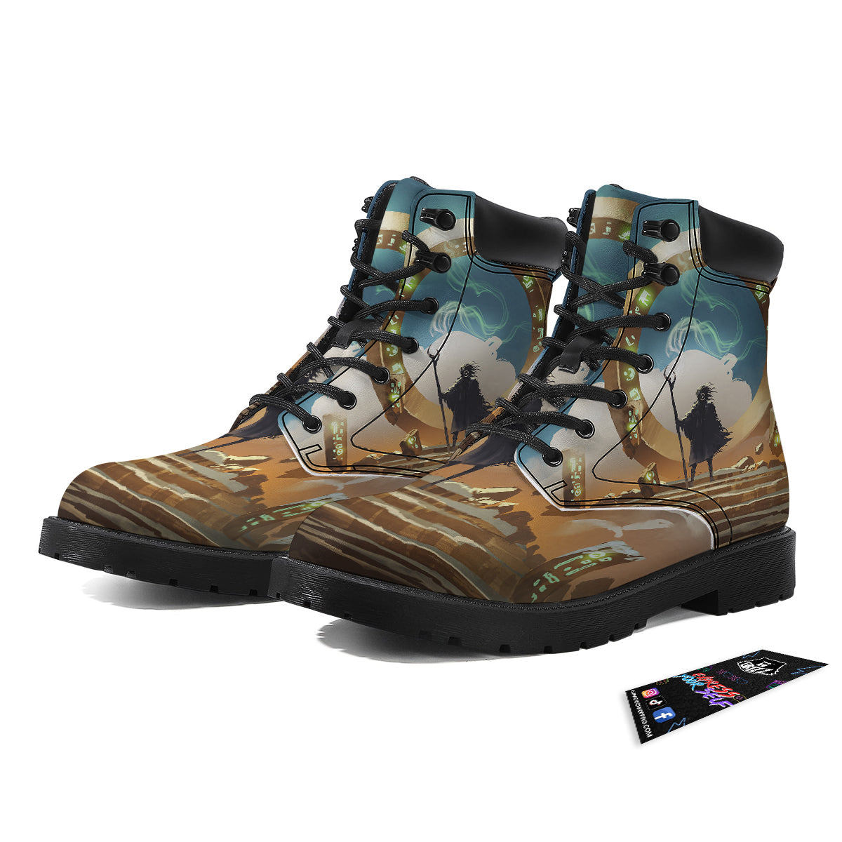 Wizard And Gate Print Boots-grizzshop