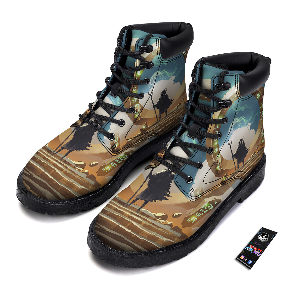 Wizard And Gate Print Boots-grizzshop