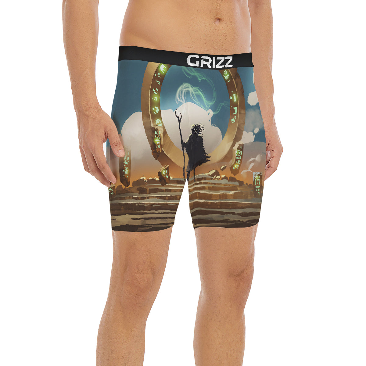 Wizard And Gate Print Boxer Briefs-grizzshop