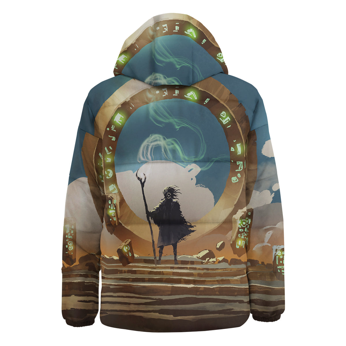 Wizard And Gate Print Down Jacket-grizzshop