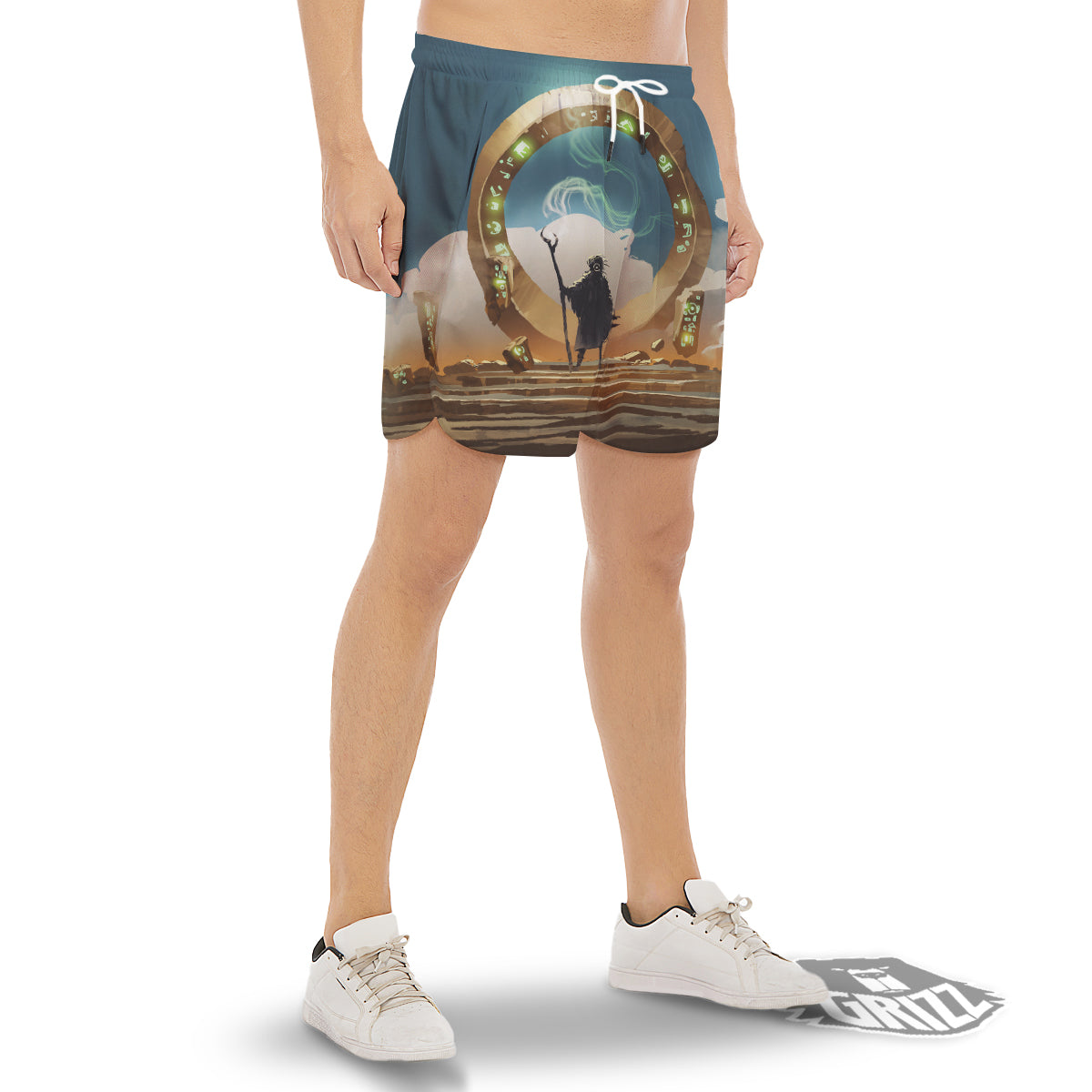 Wizard And Gate Print Men's Gym Shorts-grizzshop