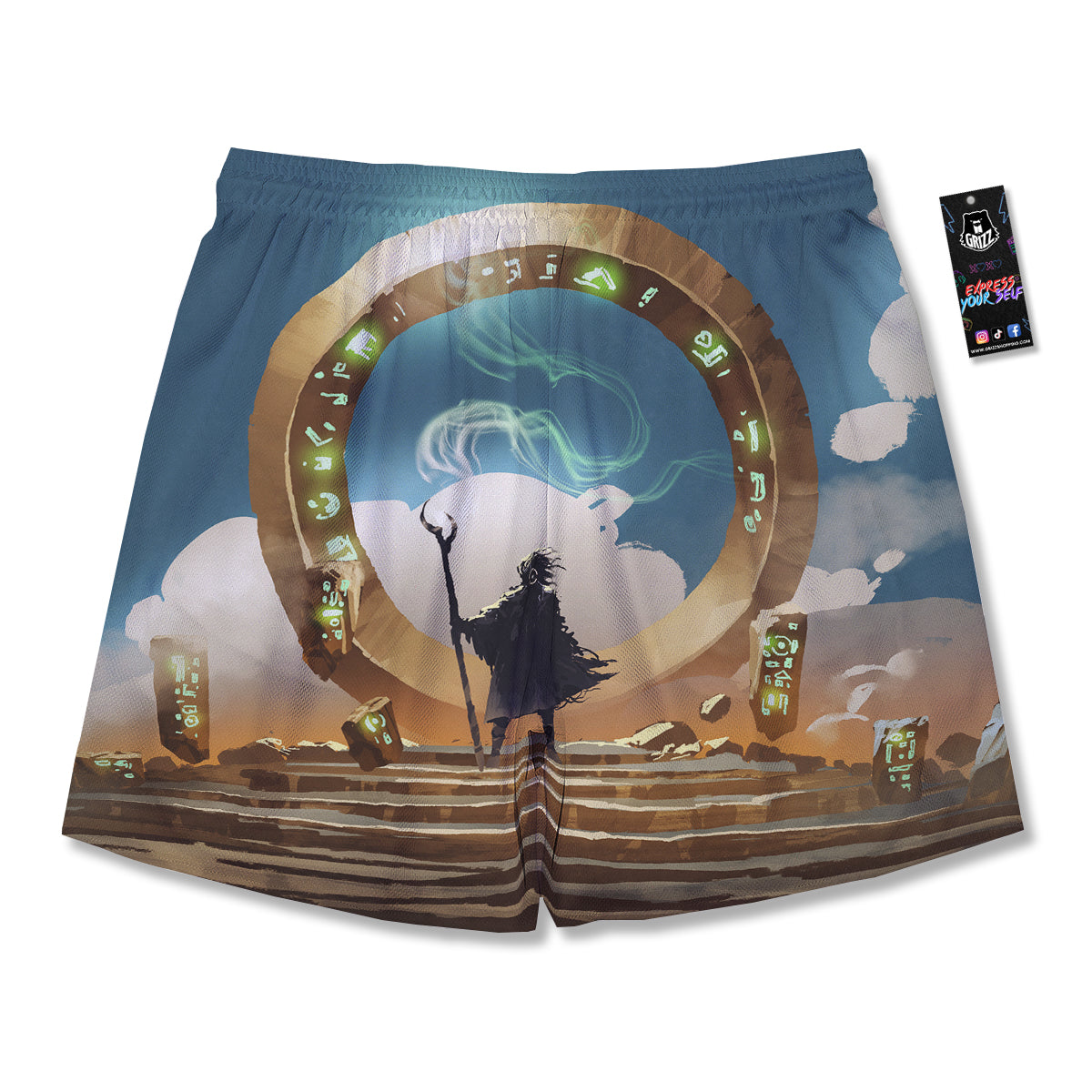 Wizard And Gate Print Men's Running Shorts-grizzshop