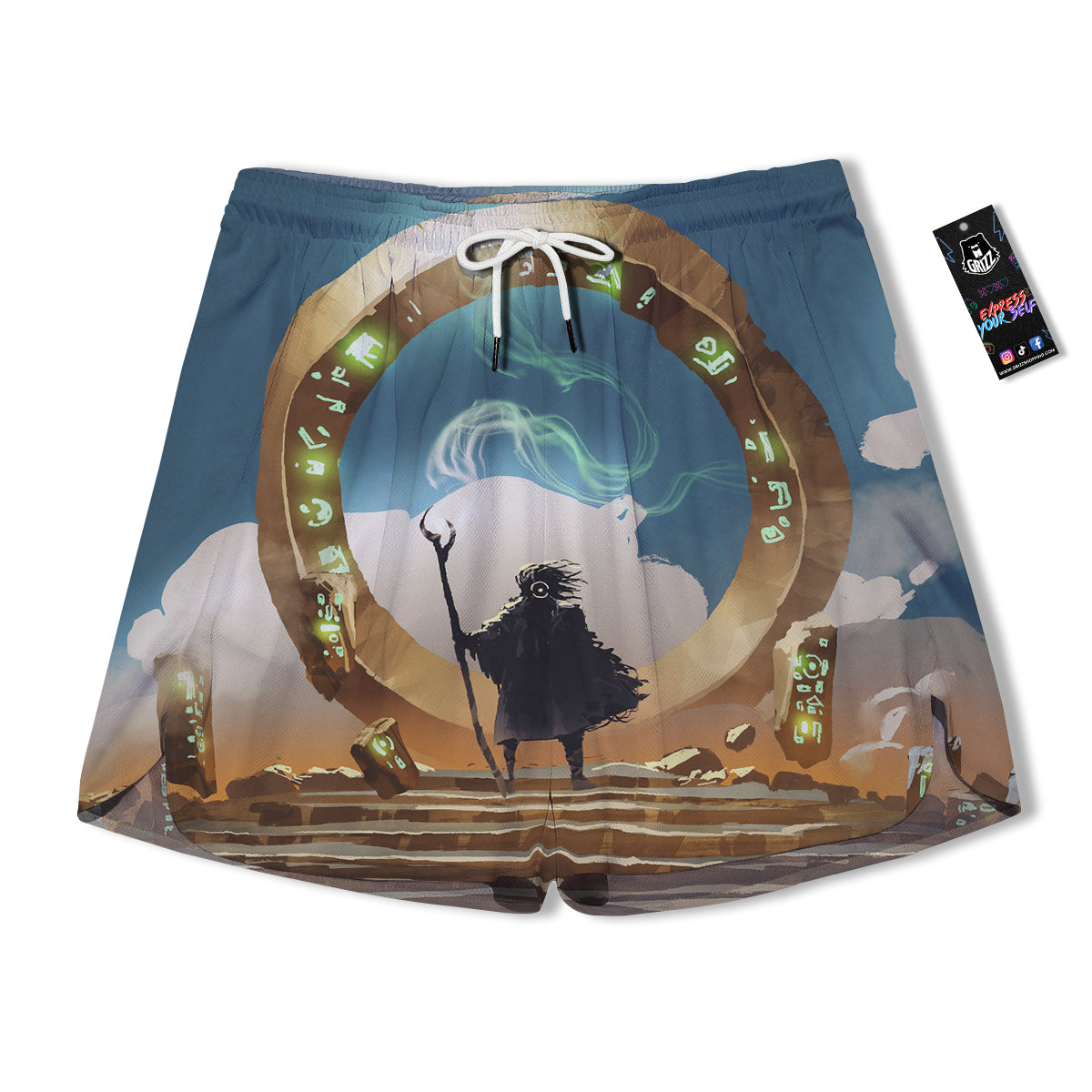 Wizard And Gate Print Men's Running Shorts-grizzshop