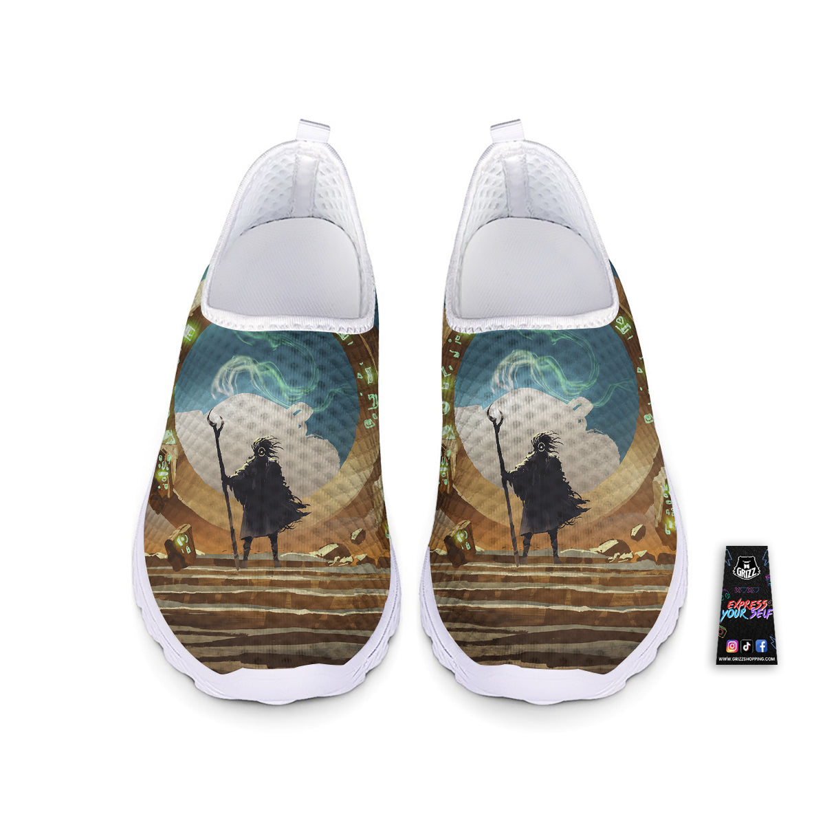 Wizard And Gate Print Nurse Shoes-grizzshop
