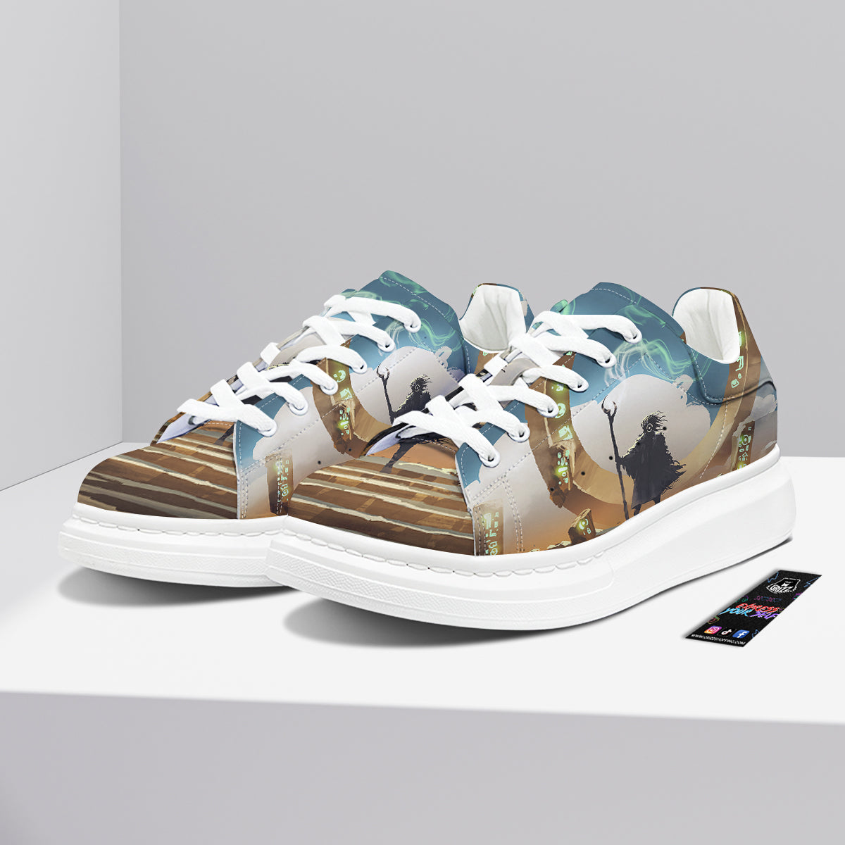Wizard And Gate Print Platform Shoes-grizzshop