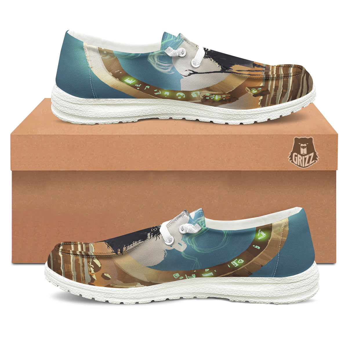 Wizard And Gate Print White Loafers-grizzshop