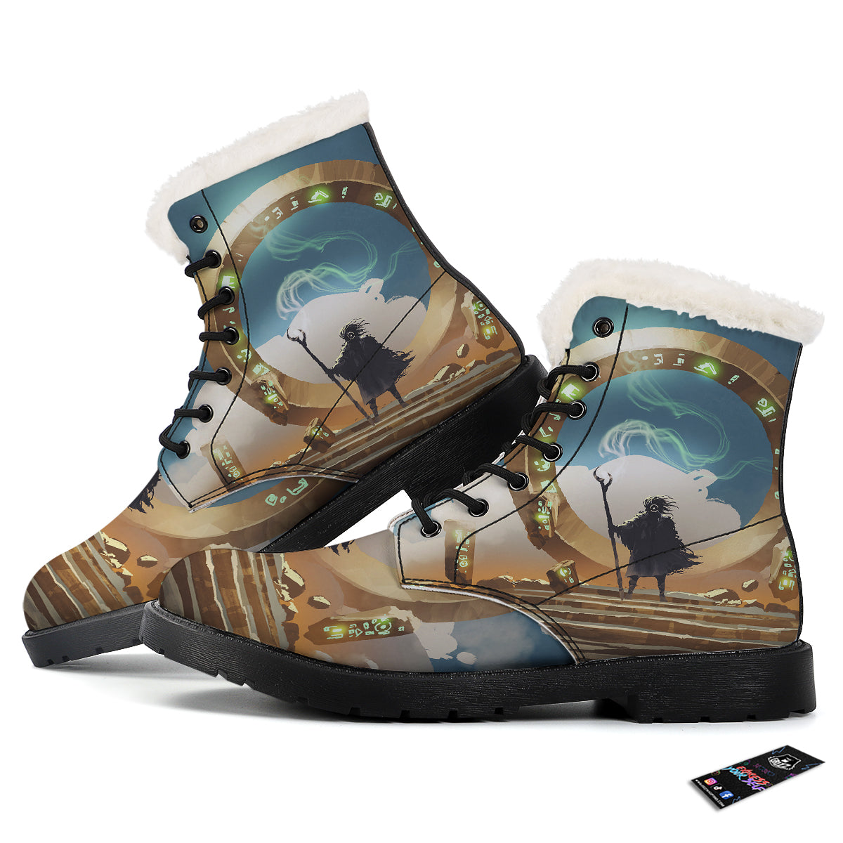 Wizard And Gate Print Winter Boots-grizzshop