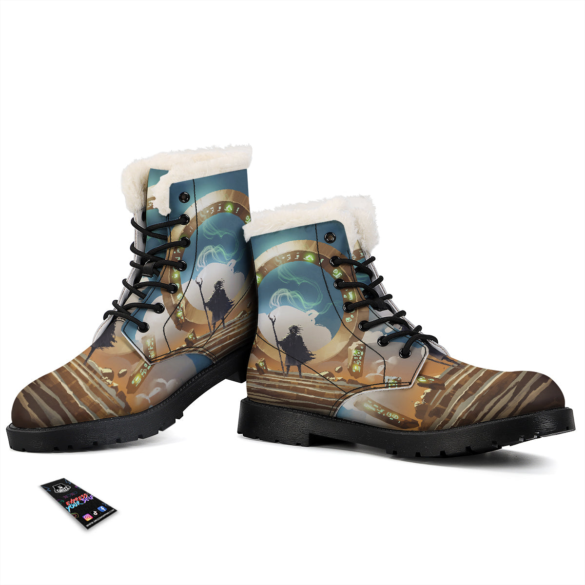 Wizard And Gate Print Winter Boots-grizzshop