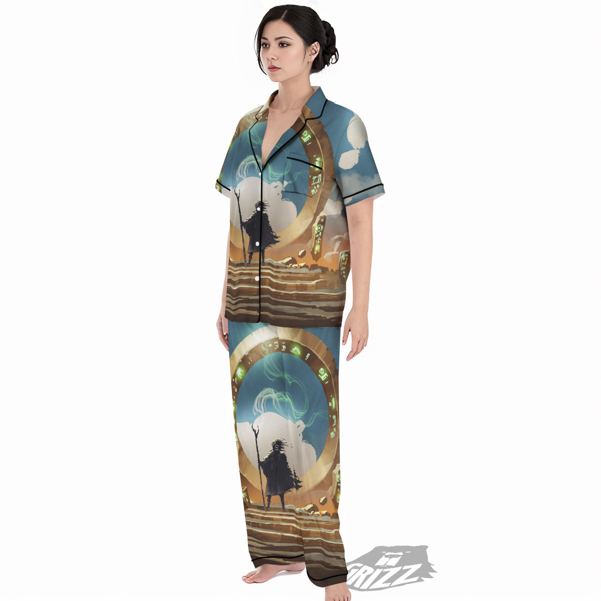 Wizard And Gate Print Women's Pajamas Set-grizzshop