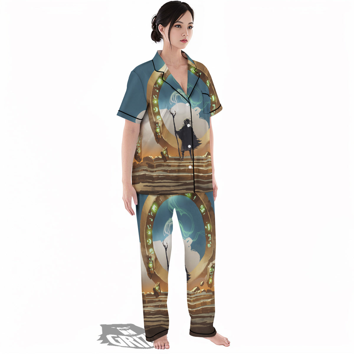 Wizard And Gate Print Women's Pajamas Set-grizzshop