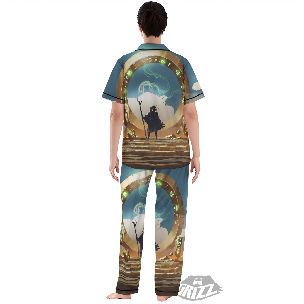 Wizard And Gate Print Women's Pajamas Set-grizzshop